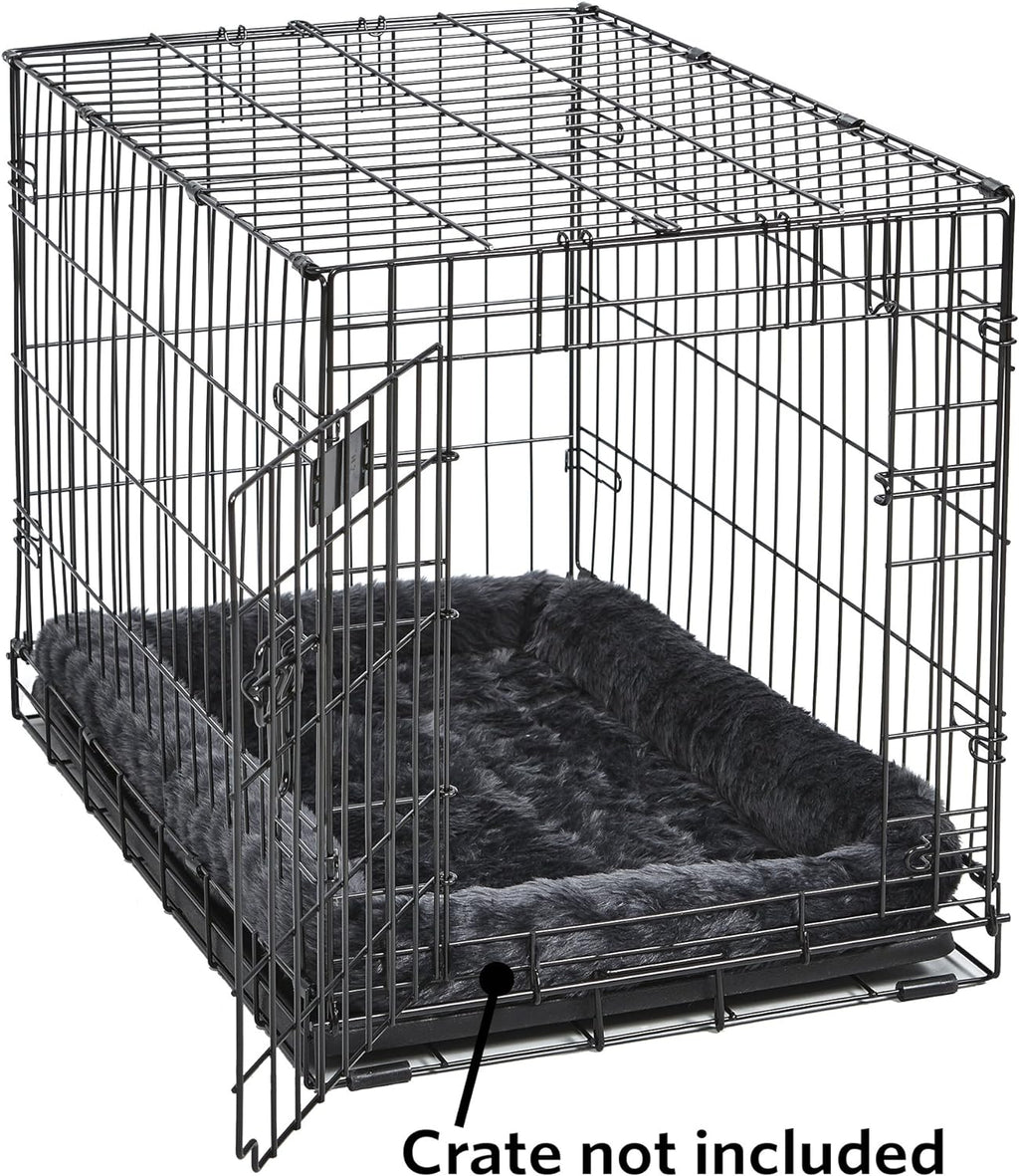 Midwest Homes for Pets XS Dog Bed - Gray Faux Fur Bolster, Ultra-Soft and Machine Washable, Fits 22-Inch Crates and Carriers, for Small Dogs and Cats