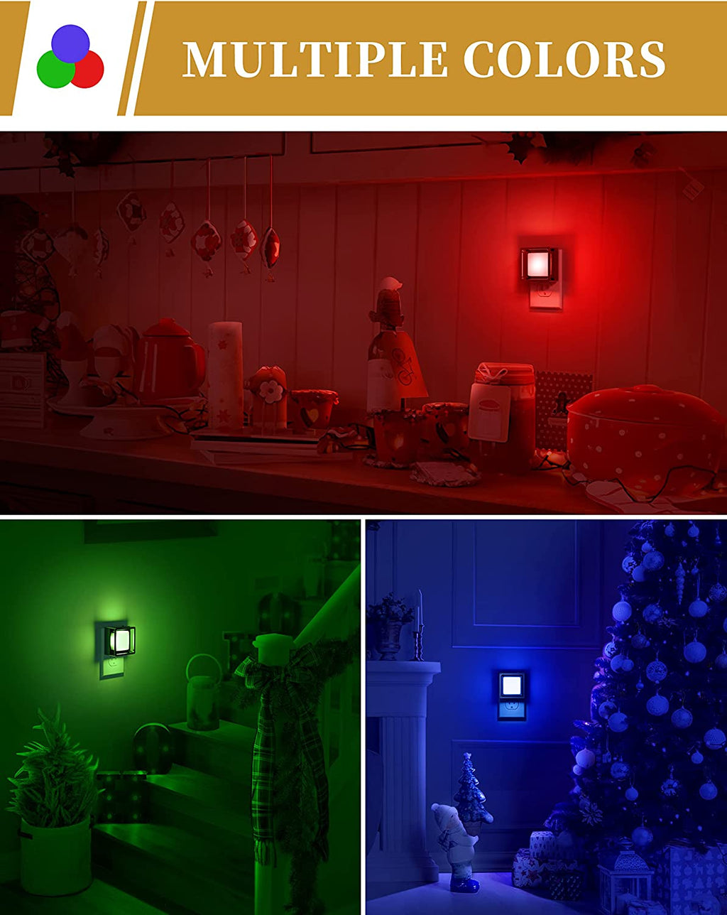 Red Night Light [2 Pack],Night Lights Plug into Wall,Light Sensor | Night Light with Dusk to Dawn Sensor,Led Nightlight Adjustable Brightness,For Bedroom Bathroom Hallway Stairs Christmas Party