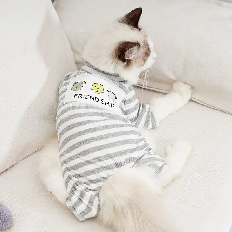 Soft Cotton Dog Cat Jumpsuit Pajamas for Cats Gotas Katten Overalls Puppy Sphynx Kedi Mascotas Clothes Costume Ubranko Dla Kota
