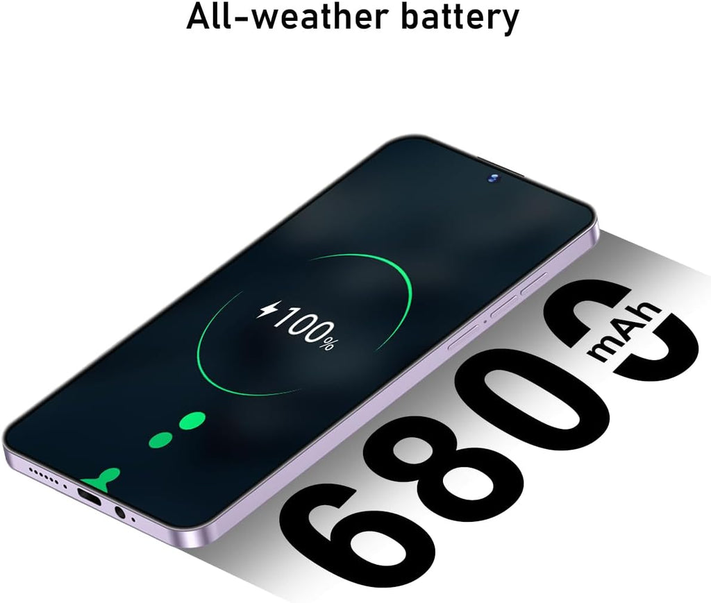 K70 5G Unlocked Cell Phones 2026 Android 13 Unlocked Phones 6.8" HD Screen 8GB+256GB 8-Core Android Phones 6800Mah Battery Standby 24MP+50MP Camera 5G Dual SIM Unlocked Smartphones(Purple)