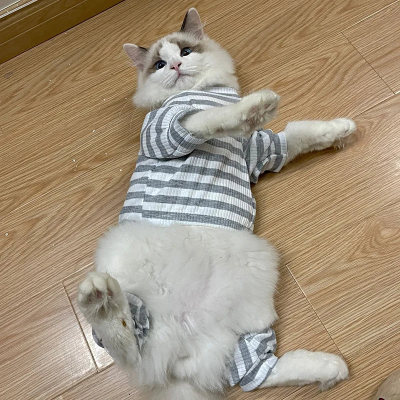 Soft Cotton Dog Cat Jumpsuit Pajamas for Cats Gotas Katten Overalls Puppy Sphynx Kedi Mascotas Clothes Costume Ubranko Dla Kota
