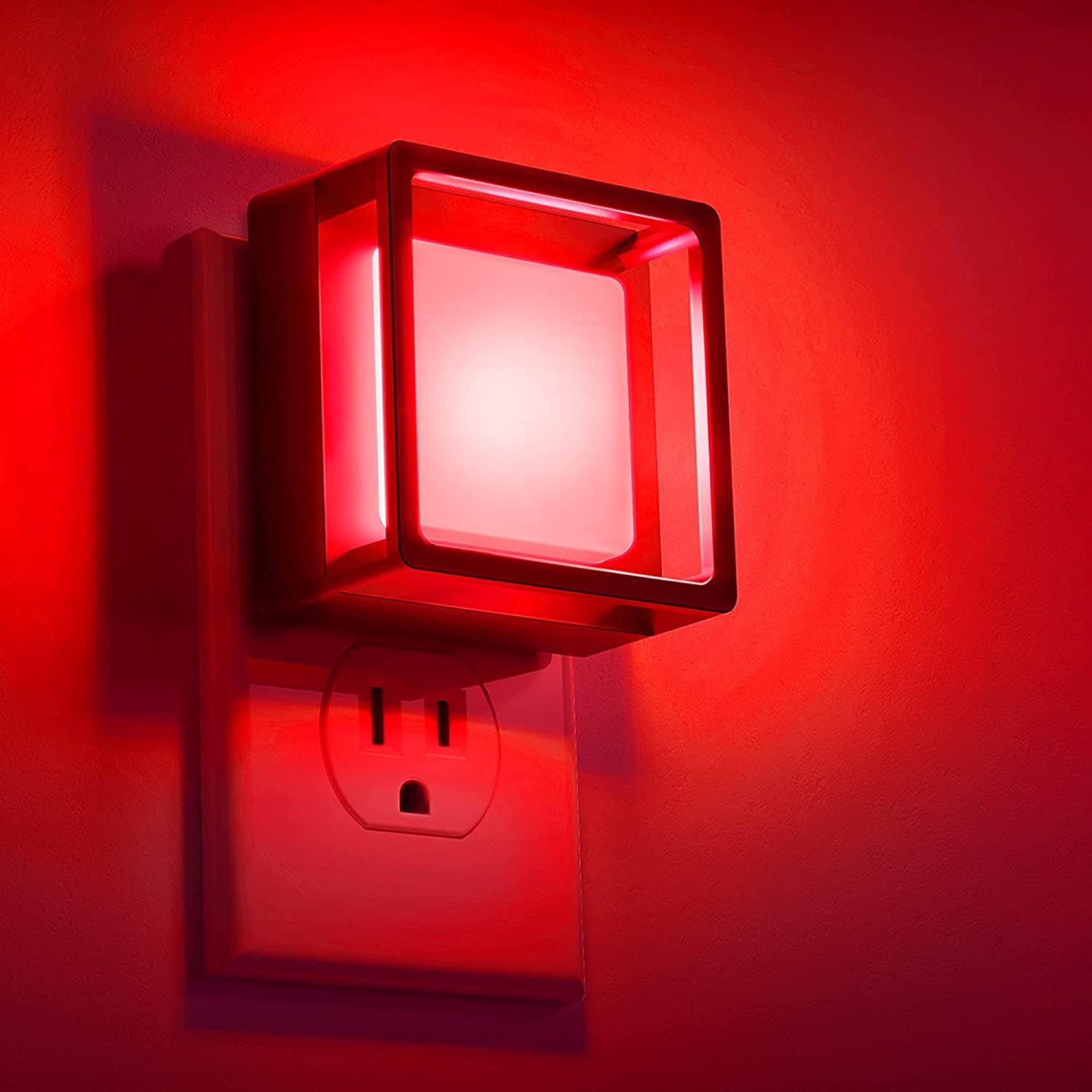 Red Night Light [2 Pack],Night Lights Plug into Wall,Light Sensor | Night Light with Dusk to Dawn Sensor,Led Nightlight Adjustable Brightness,For Bedroom Bathroom Hallway Stairs Christmas Party
