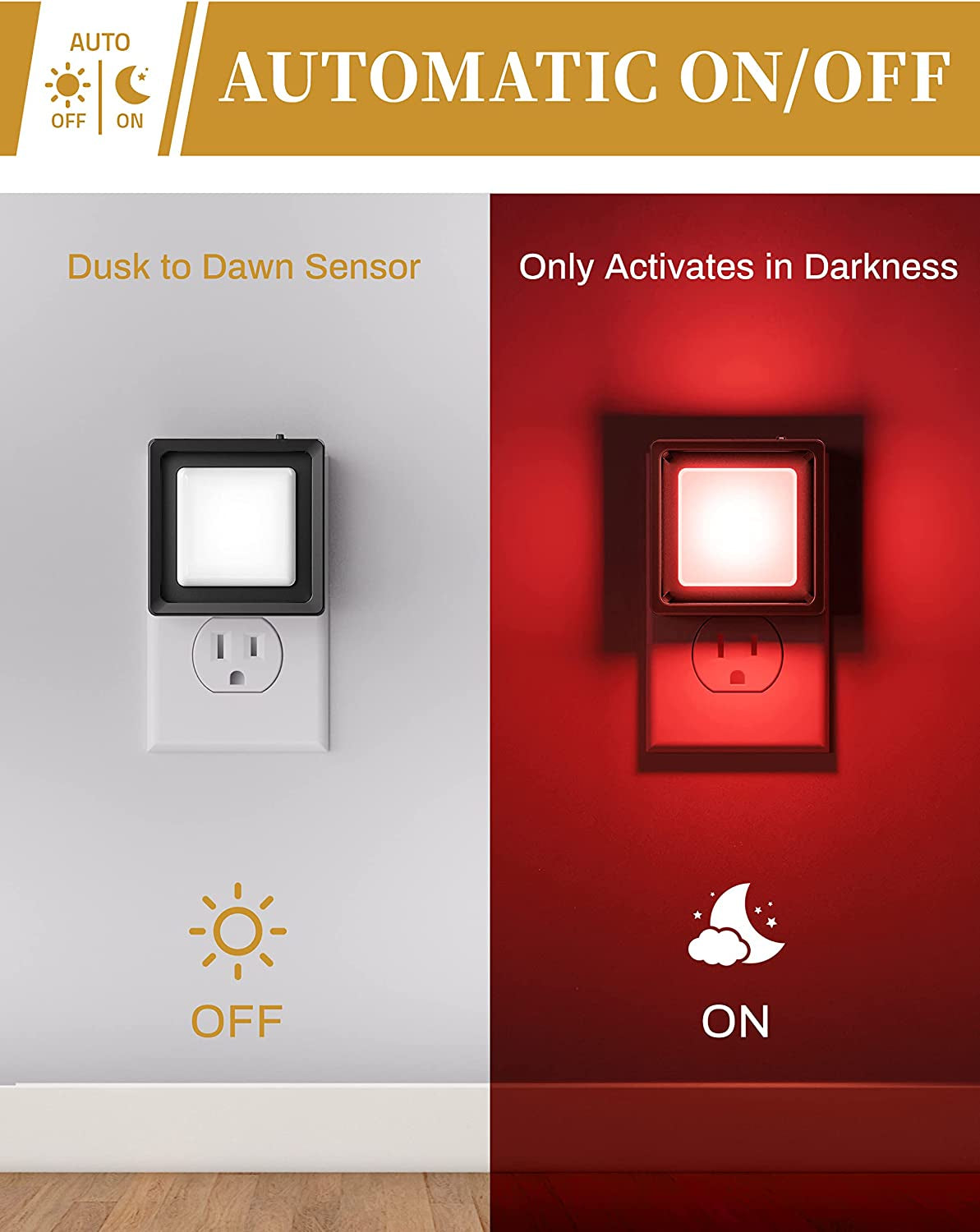 Red Night Light [2 Pack],Night Lights Plug into Wall,Light Sensor | Night Light with Dusk to Dawn Sensor,Led Nightlight Adjustable Brightness,For Bedroom Bathroom Hallway Stairs Christmas Party